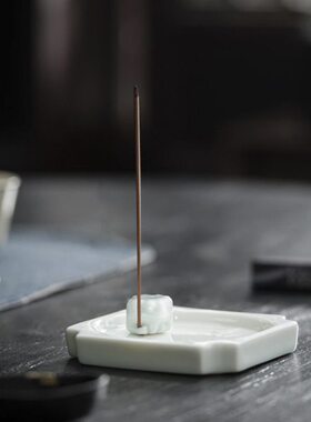 陶瓷香炉香插创意禅意线香盘家用室内熏香檀香莲花香托新中式摆件