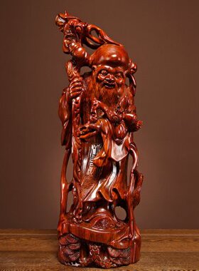 花梨木雕老寿星公实木质工艺品摆件老人长辈贺寿祝寿红木生日送礼