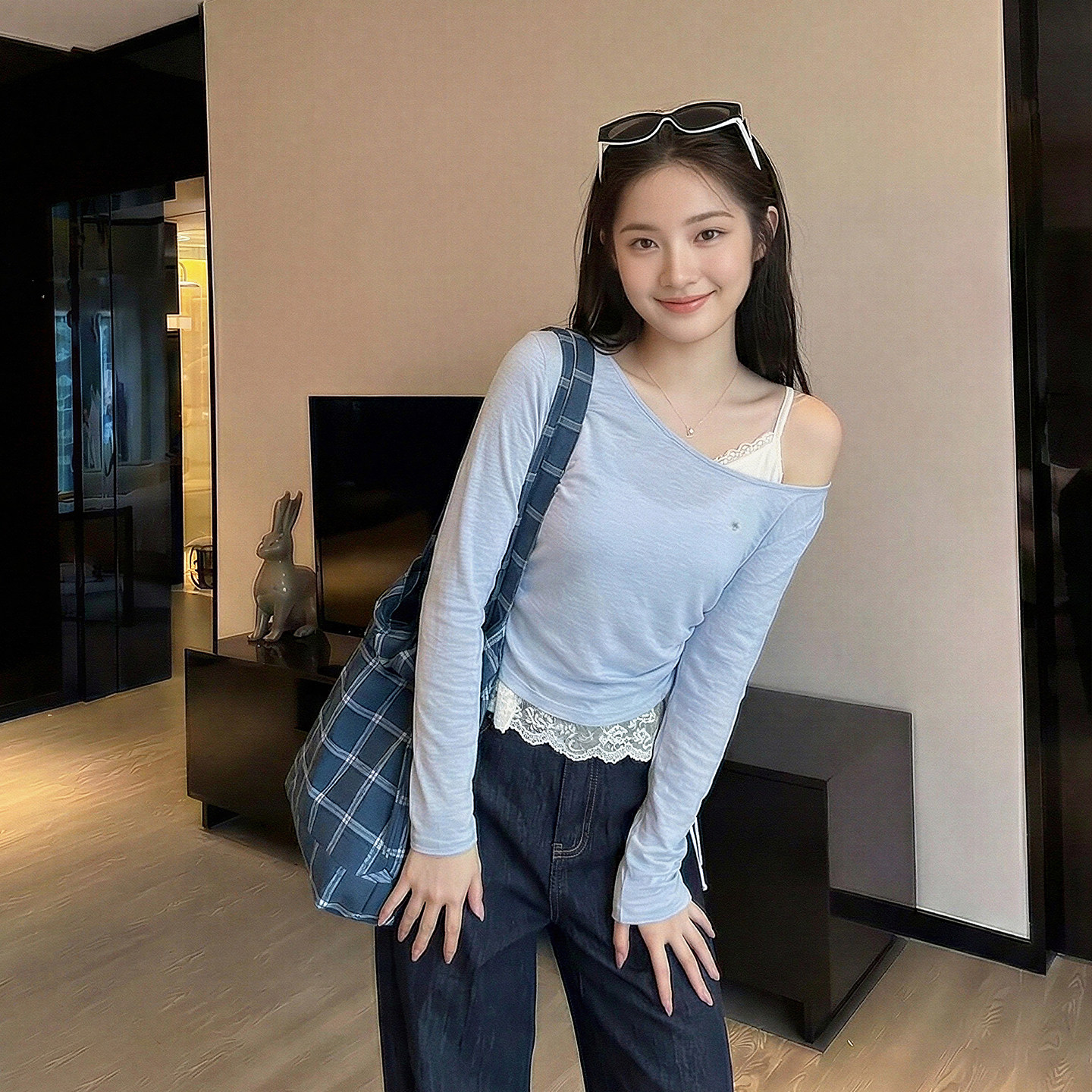 AI实价#冰丝针织衫女薄款防晒罩衫蕾丝拼接吊带背心抽绳两件套