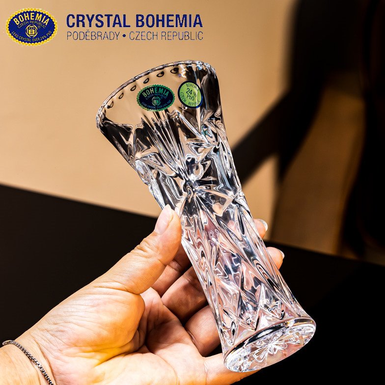 捷克BOHEMIA进口水晶玻璃小号花瓶餐厅桌面小花瓶一只花花瓶摆件