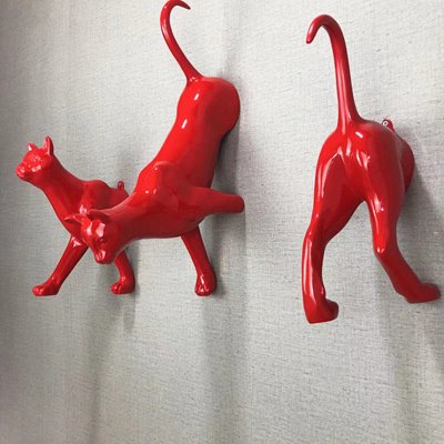 创意背景墙面装饰品发财猫壁挂饰墙壁摆件动物模型电视沙发墙搭配