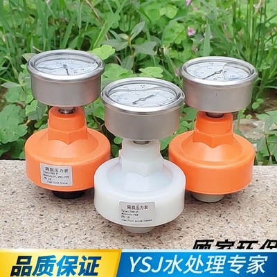耐腐蚀 轴向隔膜压力表 耐震压力表塑料底座UPVC/PP膜片FPM/PTFE