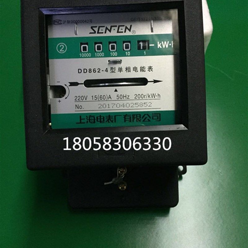 上海电表厂有限公司 单相220V电度表 DD862/15-60A  家用表