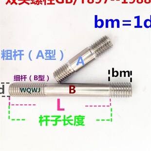 304不锈钢粗杆A型双头螺丝螺柱GB T897螺丝螺杆螺钉螺栓M20