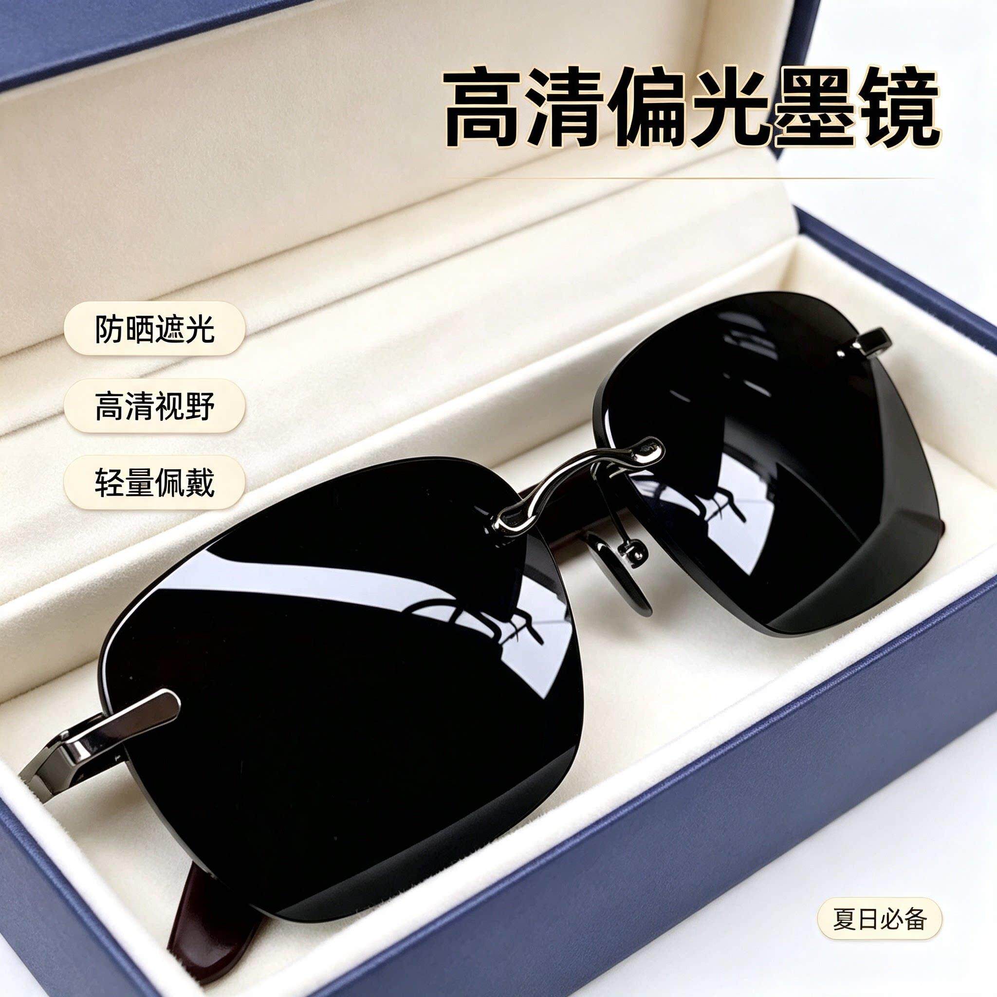 男士太阳镜抗UV太阳眼镜高清开车钓鱼镜覆古眼镜无框防晒驾驶骑