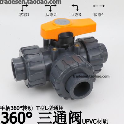 UPVC三通阀手动360度换向阀化工级PVC球阀塑料水管多功能分水阀门