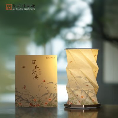 苏州博物馆百卉含英旋转灯创意卧室充电伴睡小夜灯原创礼物送女友