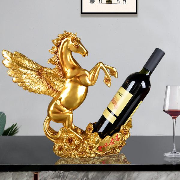 欧式创意双战马红酒架子摆件家用客厅高档时尚现代轻奢酒柜装饰品
