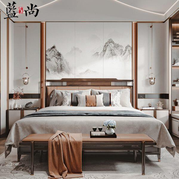 新中式实木双人床现代简约白蜡木卧室家用大床酒店样板房家具定制