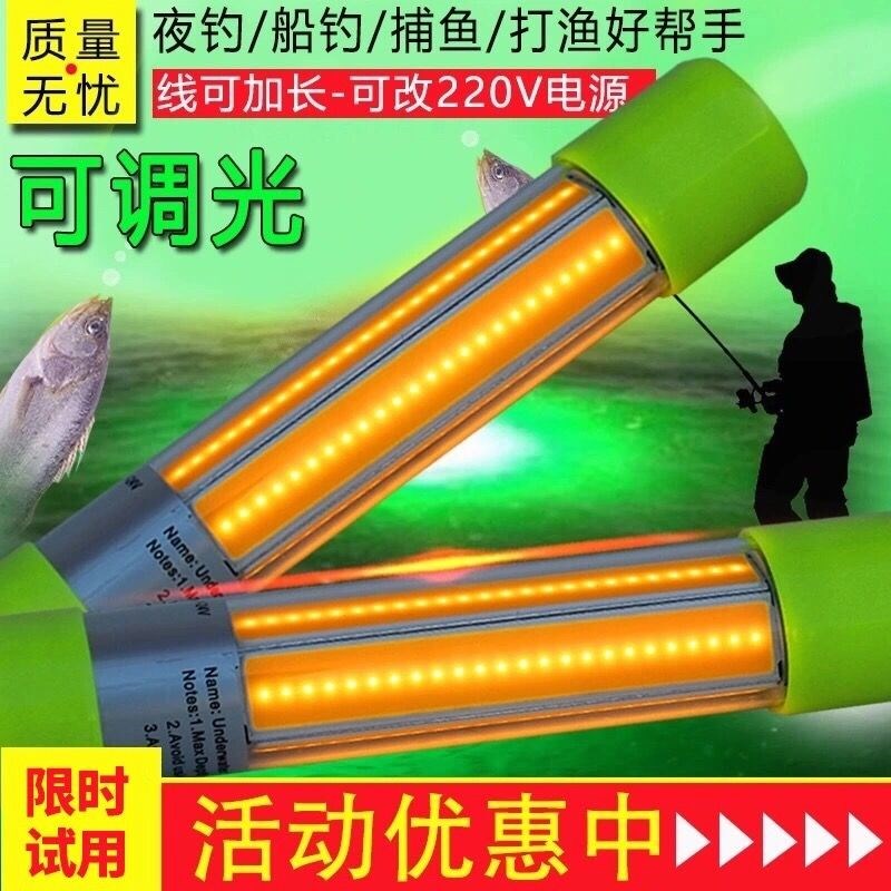 100W12V冰钓led水下诱鱼集鱼灯户外捕鱼筏钓灯海钓鱿鱼灯
