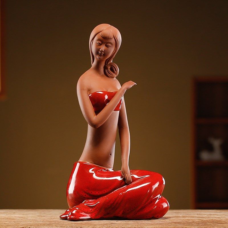 客厅陶瓷人物艺术品摆件中国风古典美女高档瓷雕手工艺品装饰礼品