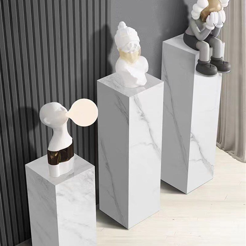 大理石落地式轻奢岩板花架电视柜展台摆件盆景底座立柱石材墩子