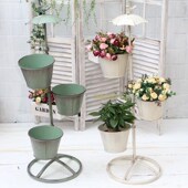 做旧雨伞多肉盆 客厅落地花架 铁艺复古小鸟多层花架 阳台