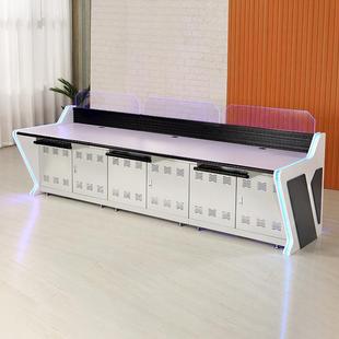 监控中心控制台操作台弧形烤漆科技感带灯带中控室监控台指挥中心