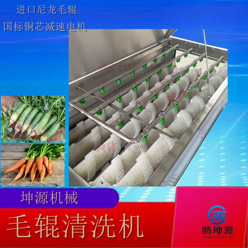 商用毛辊清洗机土豆去皮机白罗卜马蹄香瓜甜瓜罗卜跑道式清洗设备