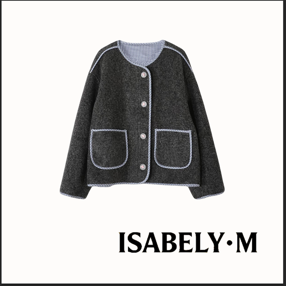 【官邀宠粉节】ISABELY•M 格纹拼接皮毛一体羊羔毛宽松圆领外套