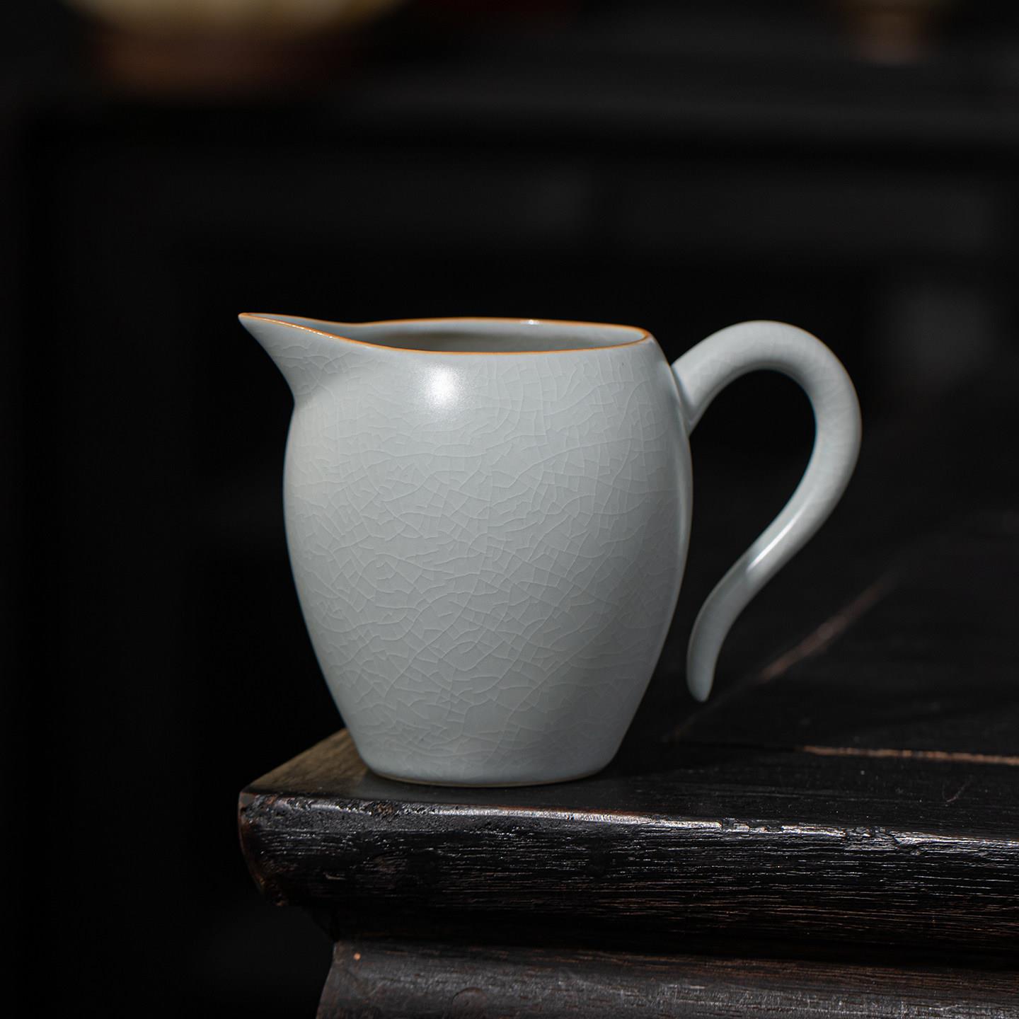 汝窑公道杯分茶器家用陶瓷功夫茶具茶海茶具配件茶道用品礼盒套组