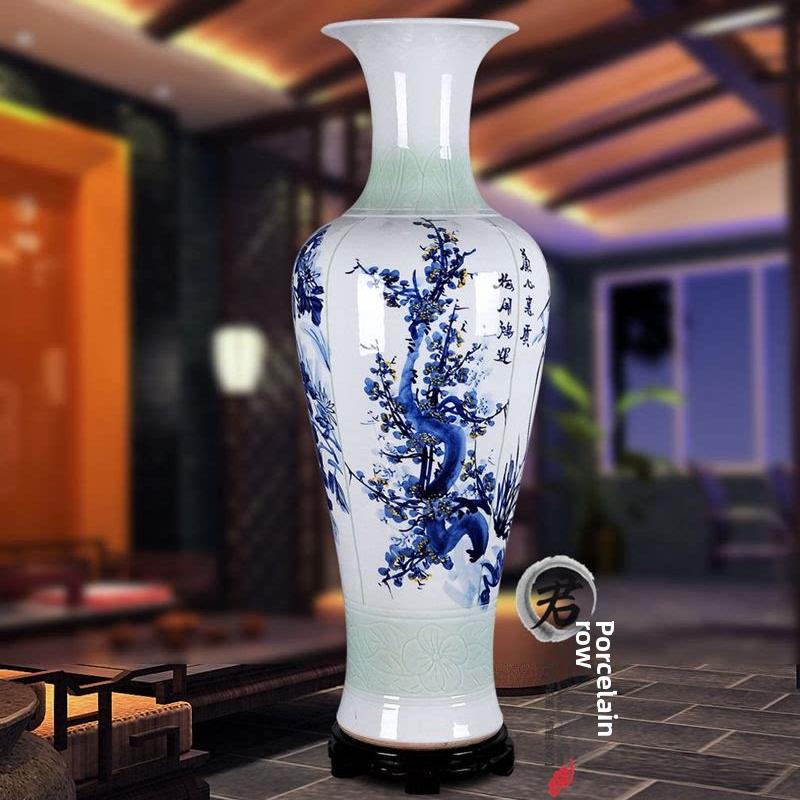景德镇陶瓷落地大花瓶 家居客厅插花1.2米瓷瓶 大号青花瓷器摆件