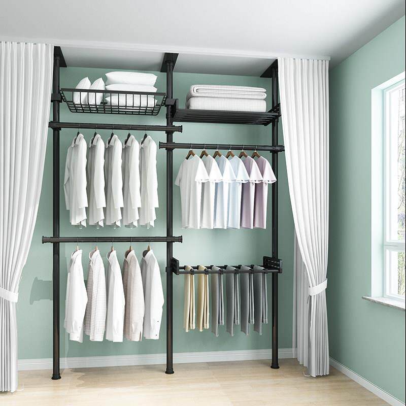 顶天立地加厚落地衣架 卧室简易防尘衣柜组合 可拆装挂衣服架