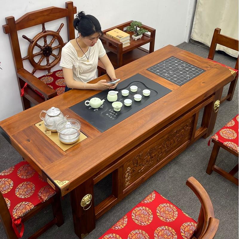 老船木茶桌椅组合实木家用茶几客厅办公室泡茶台茶具套装一体烧水