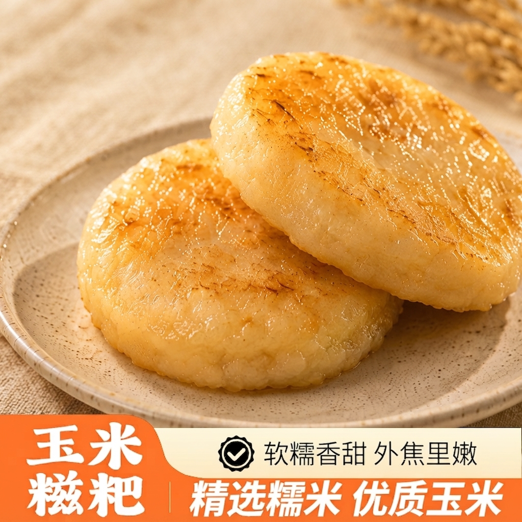 到手30个【玉米糍粑】传统手工制作软糯香甜煎炒美食糍粑小吃-J