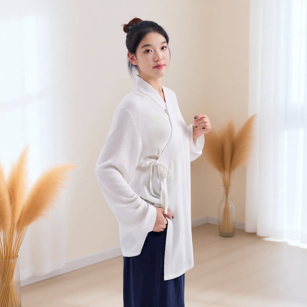软肌理麻太极服夏季薄款休闲百搭图片