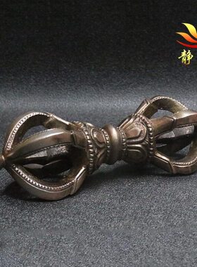 尼泊尔手工铁五股金刚杵做旧复古摆件藏式藏饰精工居家摆件