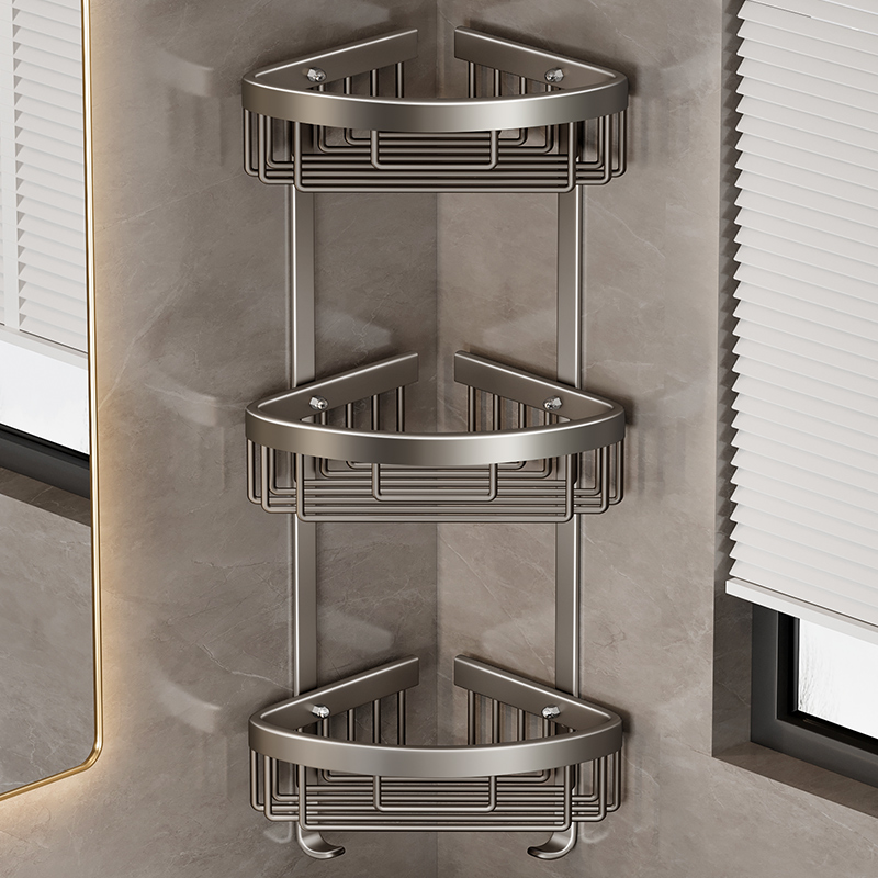 免打孔化妆室浴室置物架三角架子墙上转角收纳层P架子厕所洗手间