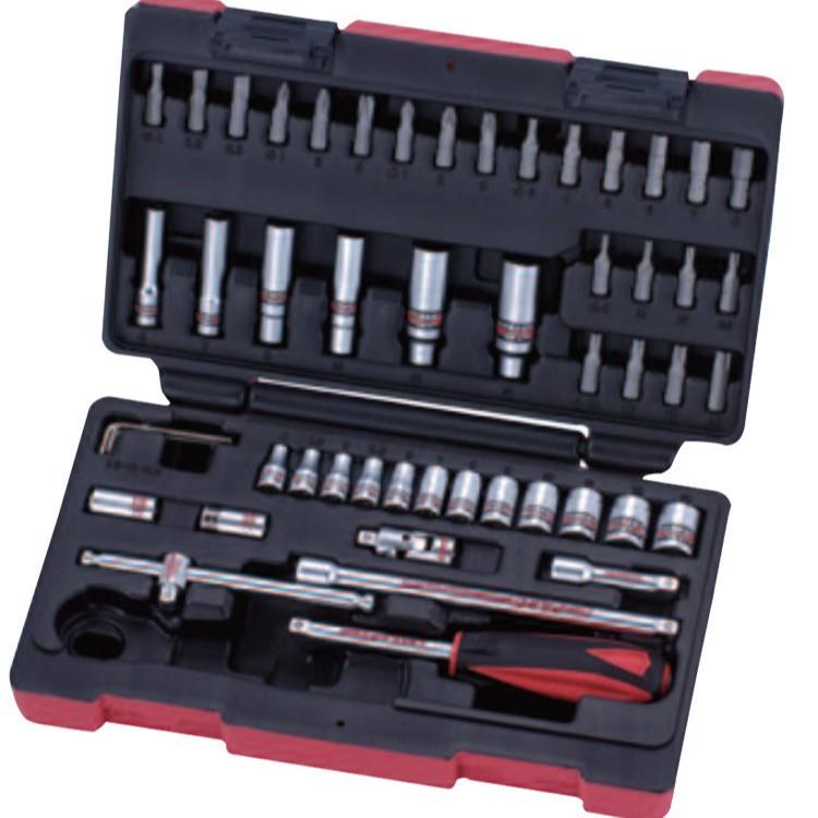 PARD工具箱52件扳手套筒组合小飞汽保工具C2521套装棘轮扳手套筒