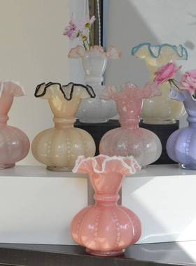 新品中古风彩虹色芬顿风法式南瓜珠花瓶手工琉璃玻璃家插花器摆件