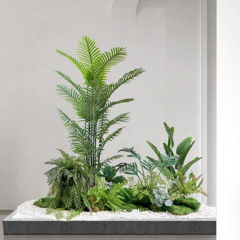 仿生绿植造景组合楼梯口造景植物仿真树室内景观造景仿真绿植假树