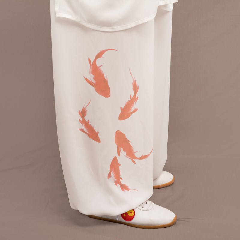 马蕾太极太极服中国风武术表演服中长款式彩绘荷风送吉祥比赛服装