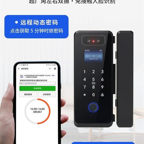 办公室玻璃门指纹锁 商场人脸识别指纹密码涂鸦远程解锁智能锁