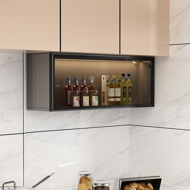 实木吊柜下调料架厨房墙壁柜墙上储物柜子卧室玻璃门置物架上翻柜