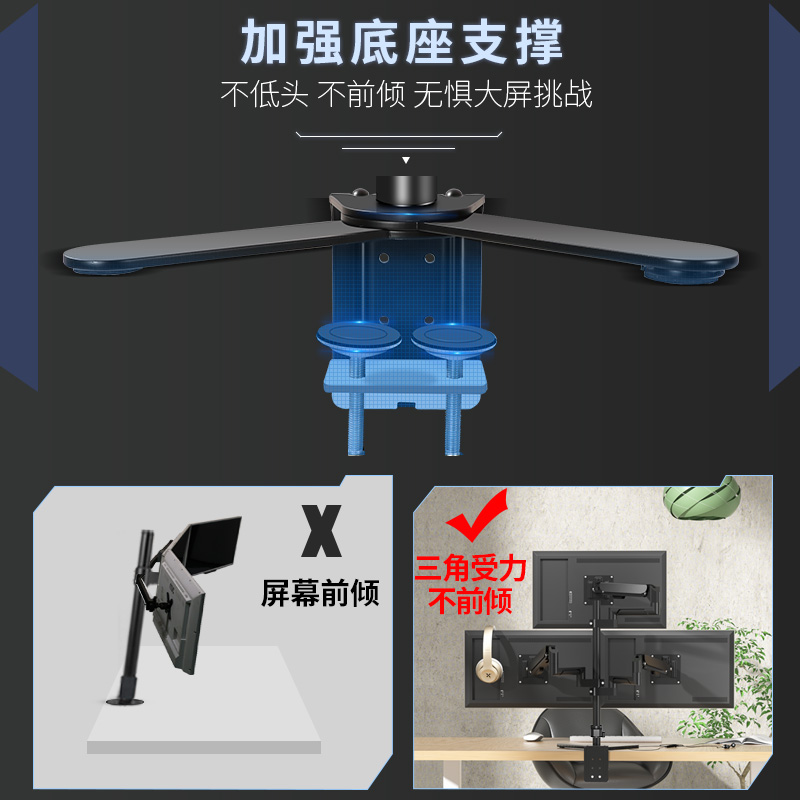 2/3/4屏显示器支架万向旋转气压升降机械臂双屏多屏拼接通用34寸