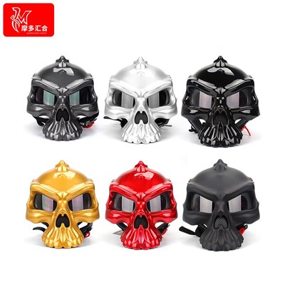 网红头盔骷髅面具战术四季半盔个性骷髅头盔百变造型正反面可戴式