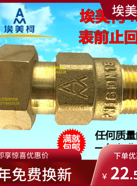 埃美柯420黄铜水表表前止回阀4分6分防自转水表单向阀DN15 20