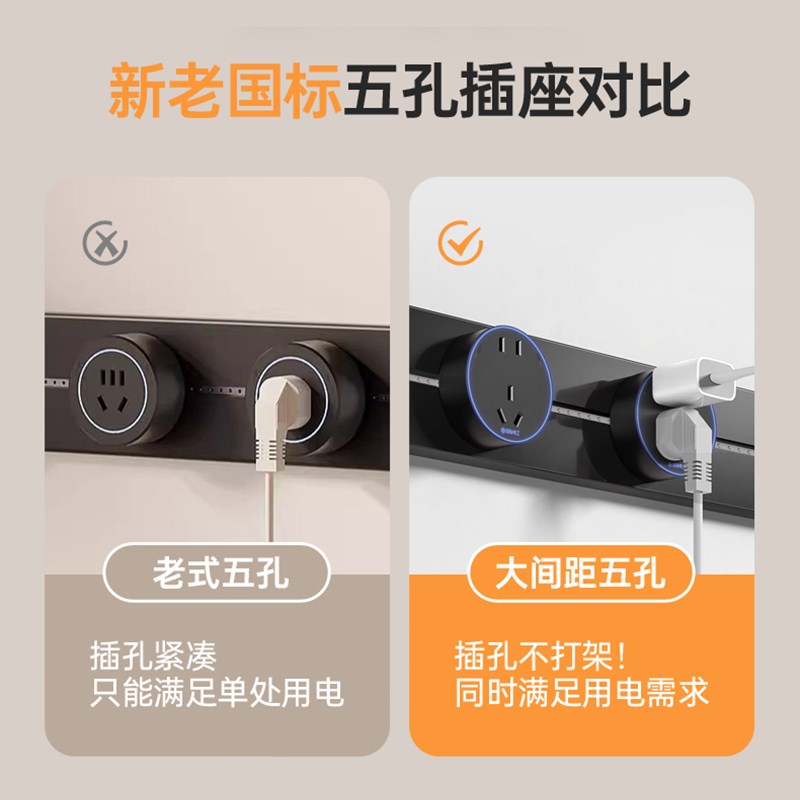 国际电工可移动轨道插座扩展插排餐边柜超薄家用厨房滑动导轨排插