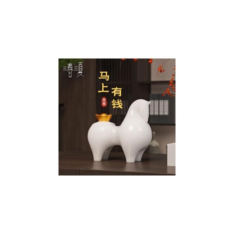 马上有钱元宝唐马摆件新中式办公室领导开S业乔迁新居礼品
