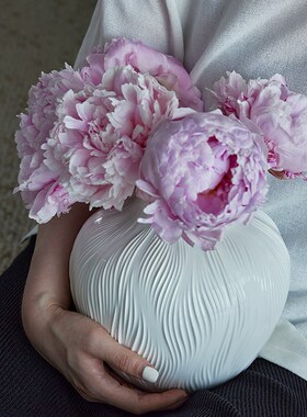 米立风物花瓶摆件客厅插花水培陶瓷花器白色简约现代餐桌装饰品