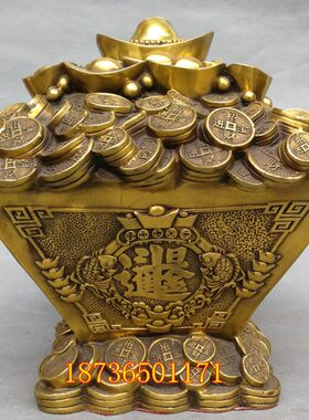 铜器纯铜聚宝盆元宝斗创意储钱罐存钱罐家居饰品摆件