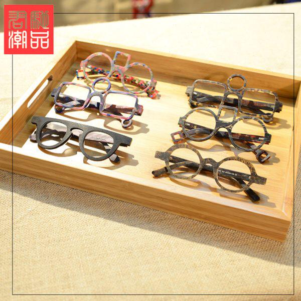 君驰潮品 原木托盘长方形橱窗眼镜店摆设眼镜展示托盘道具摆放架