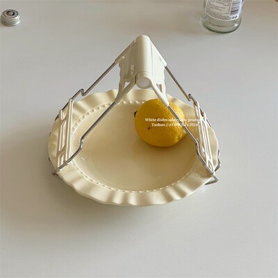 厨房实用小工具~不锈钢硅胶防烫防滑碗盘提取夹微波炉蒸锅取碗器