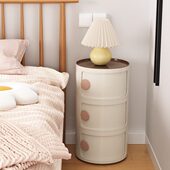 床头柜简约现代简易塑料边几小型迷你收纳盒创意圆形柜子儿童窄柜