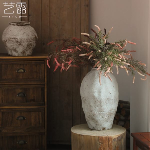 陶瓷花瓶粗陶瓶插花复古怀旧手工民宿酒店侘寂风禅意摆件陶器花器