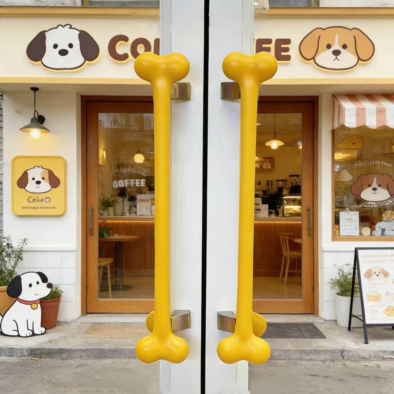 骨头造型门把手定制实木玻璃门把手diy创意雕刻宠物店异形拉手