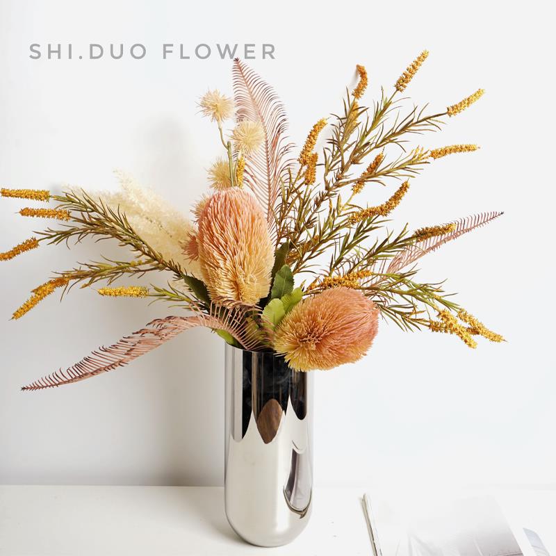 现代轻奢摆件仿真花艺简约样板间摆设假花软装设计