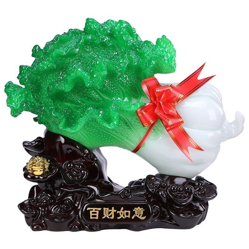 a36马年吉祥中式百财如意摆件树脂工艺品礼品家居客厅摆件玉白菜