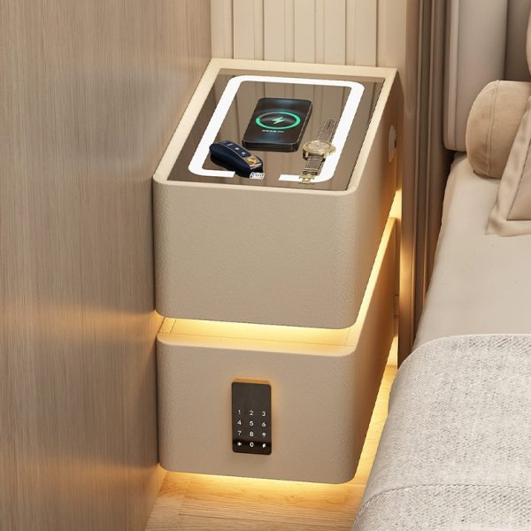 智能床头柜小型简约可充电无线卧室2024新款极窄30cm超窄实木