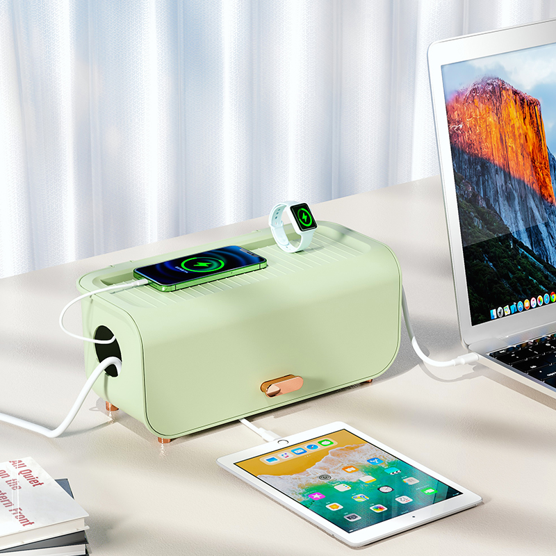 电源插线板收纳盒电线插排桌面遮挡装饰数据线整理插座集线理线盒